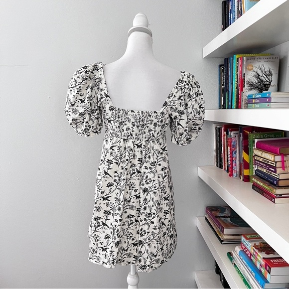 Laura Ashley x Urban Outfitters Penelope Toile Puff Sleeve Baby Doll Dress med - Picture 5 of 15